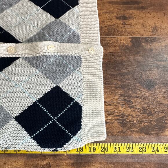 NWT Urban Outfitters Argyle Cardigan Vest Large Petite Cropped Blue Gray Preppy - Picture 4 of 8